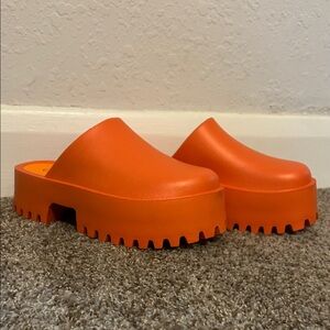 Orange Platform Clog Mules - Women